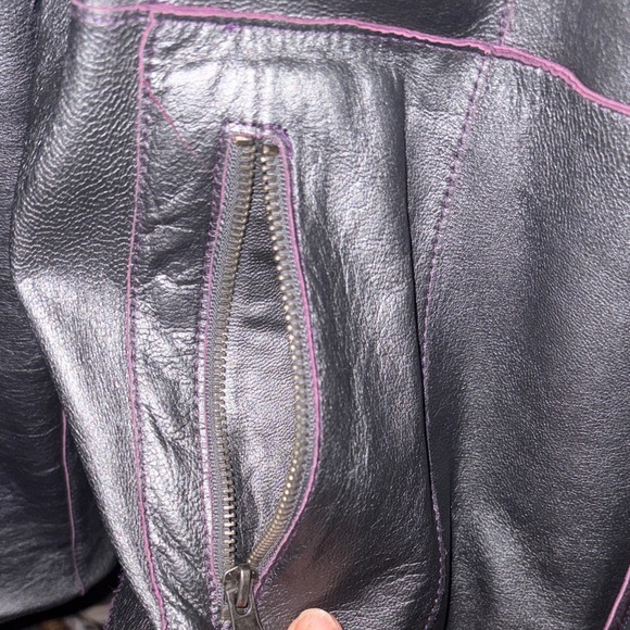 Reversable Lambskin Leather Jacket purple & charcoal grey!new#metallicjacket - Picture 3 of 8